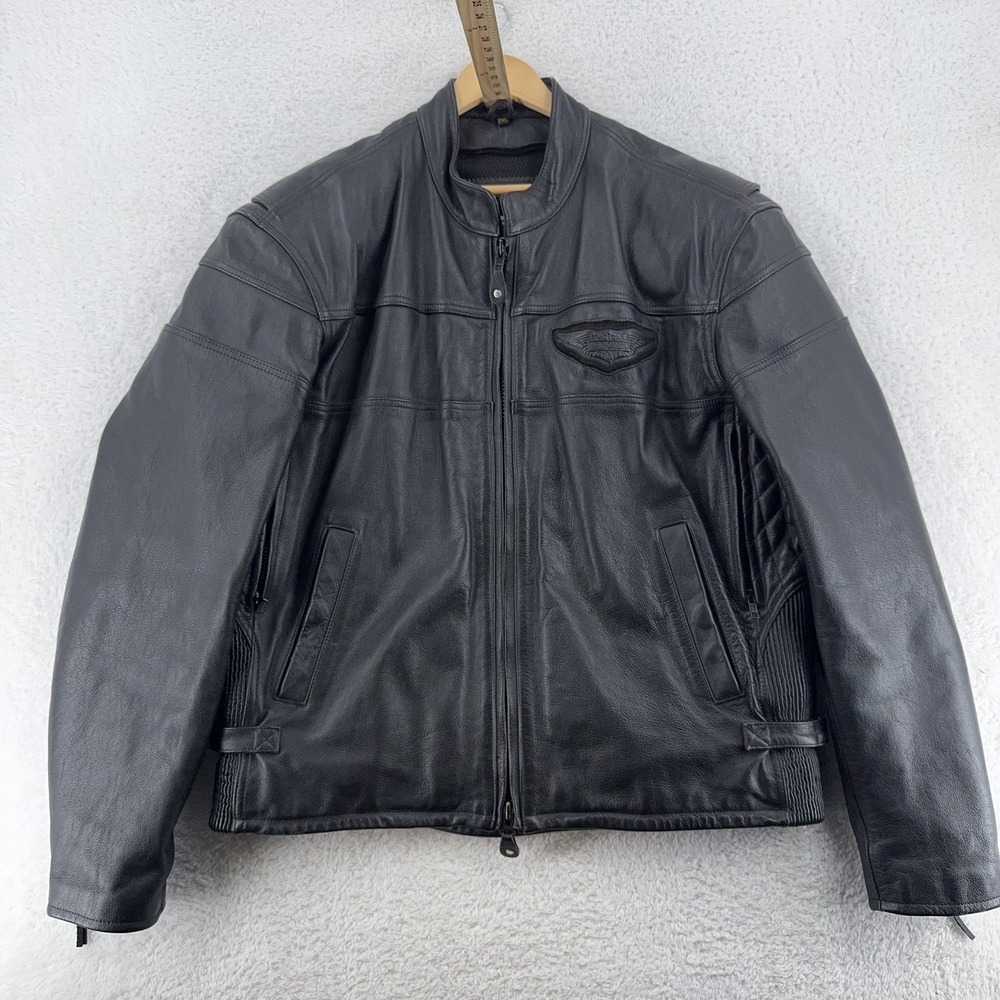 Harley-Davidson Leather Riding Jacket Mens 2XL Black Biker Motorcycle Vented Zip